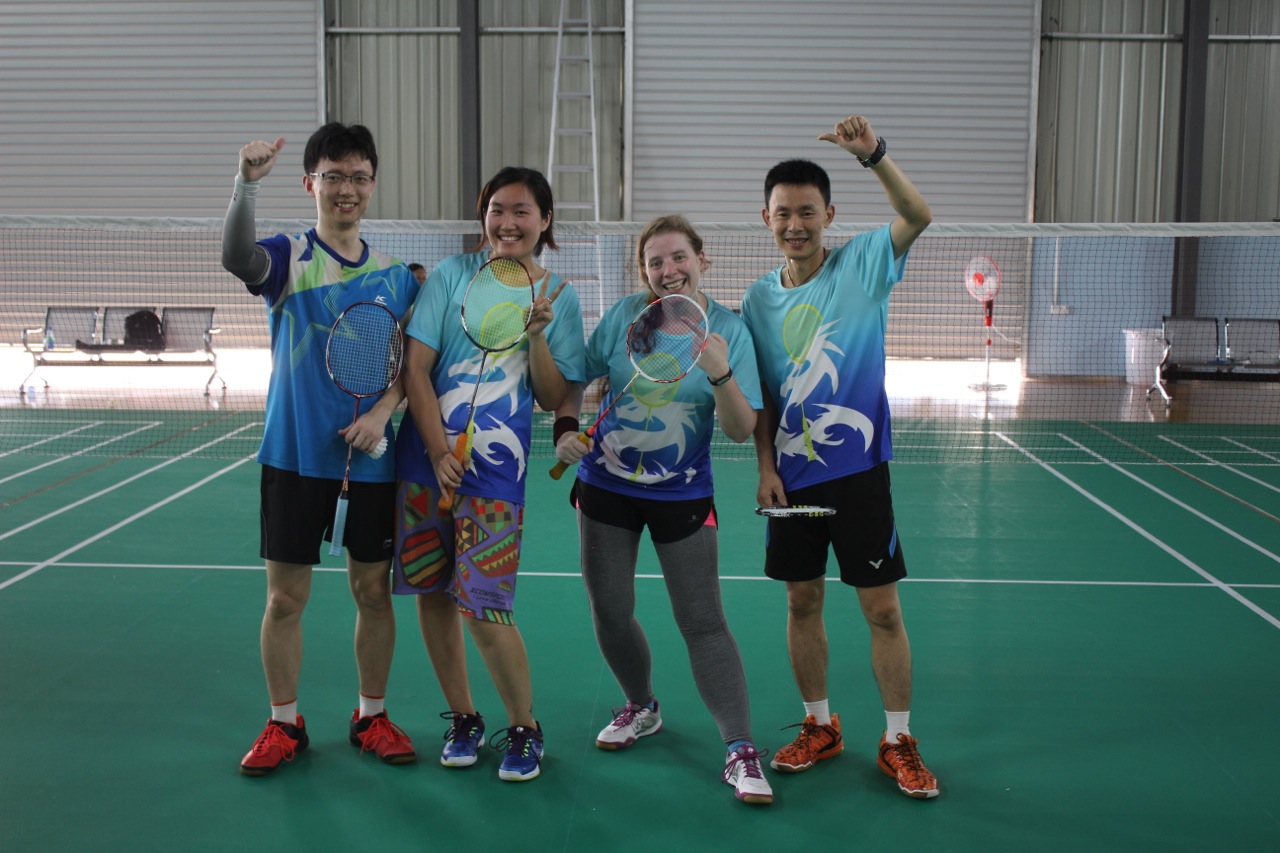 Our third game was my most anticipated game. We were against Xiao He (left) and Rebecca (next to me). Xiao He, Rebecca and I are the Three Musketeers of badminton. We have a chat group, just for the three of us, and we talk about badminton all the time. Xiao he is at a much higher level than me, but not as high as my coach. In fact, Xiap He was the one that introduced me to my coach, so I have a lot to thank him for. Anyway, we figured that with Xiao He, and my coach, our two teams would be playing in the finals. We had been smack talking for weeks about who was gonna win. Sadly, we both lost so instead of meeting at the finals, we meet at the quarterfinals. And thanks to my lack of focus, we lost. Now my friends have leverage on me to mock me forever. Although, they didn't win either, getting knocked out in the semifinals. So there. 