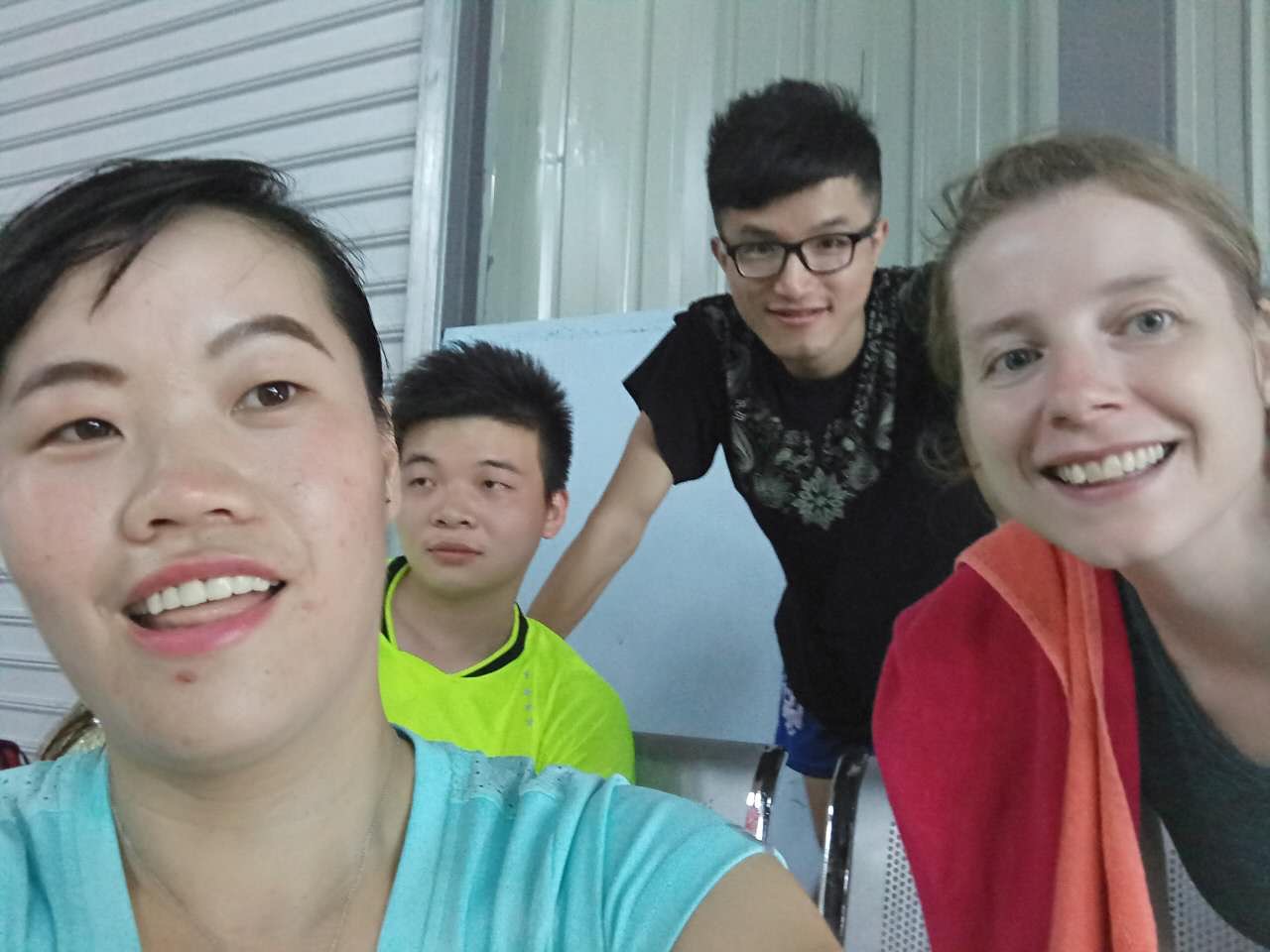 As my coaches beloved group, we are often asked to sit and wait if the courts are too packed. (He knows he has our loyalty already, so we aren't the priority.) I find waiting soooo boring but one time my friend insisted we take a series of selfies, haha. 